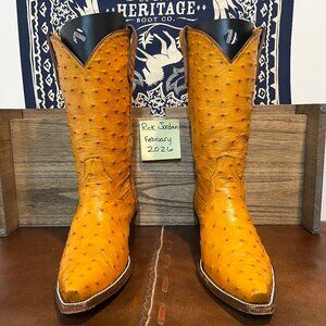 J&J Specialty Boot Co. FULL FQ Ostrich Cowboy Boots in men's size 11D